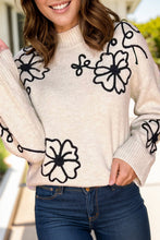 Load image into Gallery viewer, Flower Mock Neck Long Sleeve Sweater
