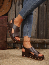 Load image into Gallery viewer, PU Leather Studded Wedge Sandals
