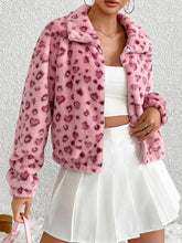 Load image into Gallery viewer, Leopard Zip Up Long Sleeve Furry Jacket
