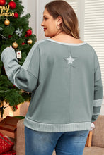 Load image into Gallery viewer, Plus Size Star Round Neck Long Sleeve Top
