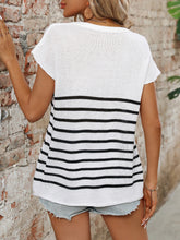 Load image into Gallery viewer, Striped Round Neck Short Sleeve Knit Top

