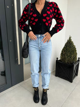 Load image into Gallery viewer, Valentine’s Day Heart V-Neck Cropped Cardigan
