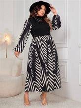 Load image into Gallery viewer, Plus Size Printed Mock Neck Long Sleeve Midi Dress
