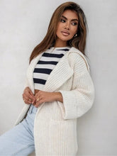Load image into Gallery viewer, Pocketed Collared Neck Dropped Shoulder Cardigan
