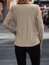 Load image into Gallery viewer, Full Size Crisscross Contrast Trim Long Sleeve T-Shirt
