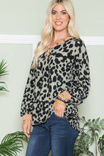 Load image into Gallery viewer, Celeste Full Size Leopard V-Neck Long Sleeve Blouse
