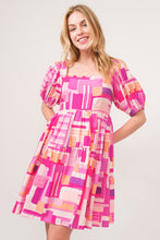 Load image into Gallery viewer, And The Why Color Block Puff Sleeve Dress
