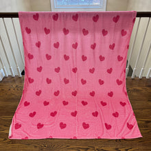 Load image into Gallery viewer, Blanket - Valentine’s Day - Pink with Maroon Hearts - PREORDER
