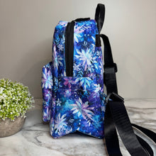 Load image into Gallery viewer, Mini Backpack - Christmas Blue Purple Snowflake - PREORDER ENS 10/20
