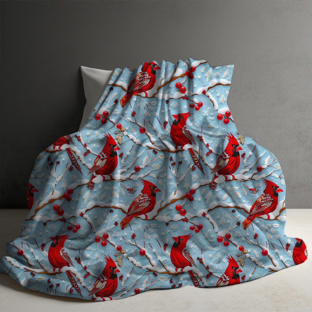 Blanket - Christmas - Blue Cardinal - PREORDER ENDS 10/10