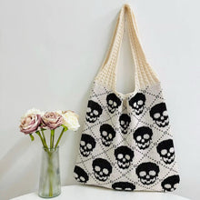 Load image into Gallery viewer, Tote Bag - Knit Sweater - Halloween Skull - PREORDER 8/18-8/21
