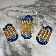 Load image into Gallery viewer, Jumbo Paperclip - Blue Gold Glitter
