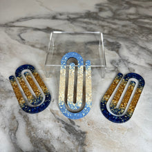 Load image into Gallery viewer, Jumbo Paperclip - Blue Gold Glitter
