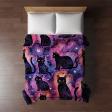 Load image into Gallery viewer, Blanket - Halloween - Black Cat Galaxy - PREORDER 7/29-8/1
