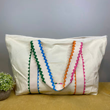 Load image into Gallery viewer, Canvas Tote Bag - Rainbow Trim - PREORDER

