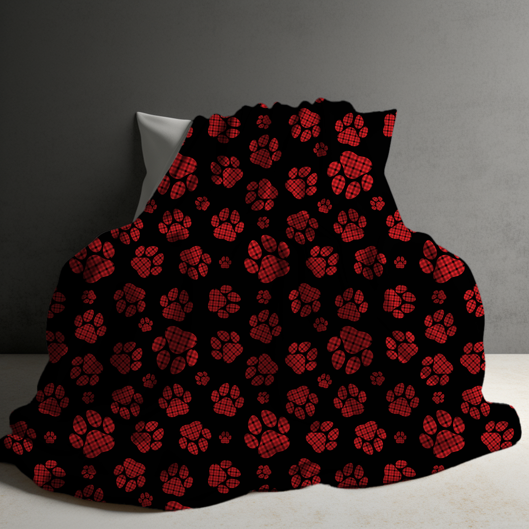 Blanket - Christmas - Black Red Plaid Paw - PREORDER ENDS 10/10