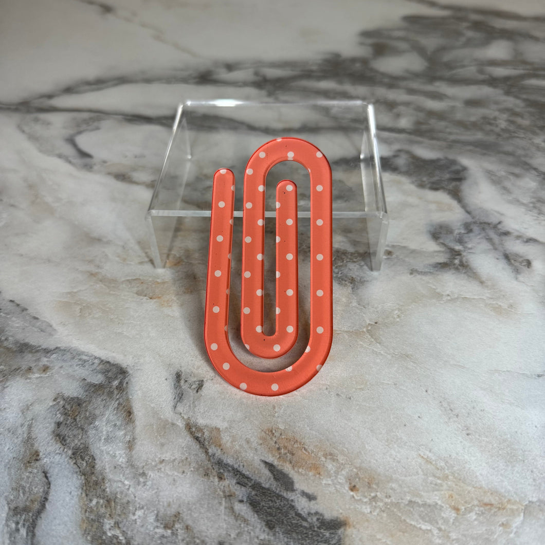 Jumbo Paperclip - Coral Polka Dot