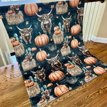 Load image into Gallery viewer, Blanket Halloween #10 - Fall Highland Cow - PREORDER ends 7/25
