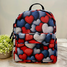 Load image into Gallery viewer, Mini Backpack - Knit Heart Blue Red
