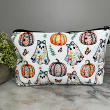 Load image into Gallery viewer, Pouch - Halloween - Floral Pumpkin Ghost
