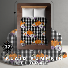 Load image into Gallery viewer, Blanket Halloween #37 - Plaid Pumpkin Floral - PREORDER ends 7/25
