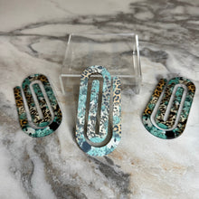 Load image into Gallery viewer, Jumbo Paperclip - Turquoise Cow Animal Print
