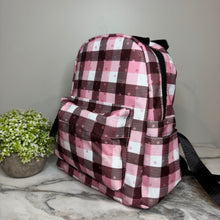 Load image into Gallery viewer, Mini Backpack - Valentine’s Day Pink Plaid
