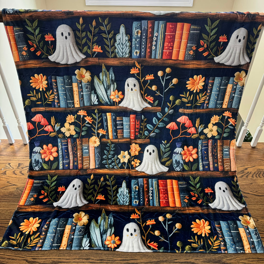 Blanket - Halloween - Ghost Bookshelf - PREORDER 8/2-8/5