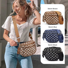 Load image into Gallery viewer, The Roni Nylon Crossbody - Checkered Denim - PREORDER ends 12/2
