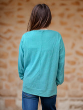 Load image into Gallery viewer, Side Slit Round Neck Long Sleeve T-Shirt

