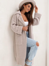 Load image into Gallery viewer, Pocketed Collared Neck Dropped Shoulder Cardigan
