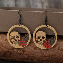 Load image into Gallery viewer, Wooden Cutout Skeleton Earrings
