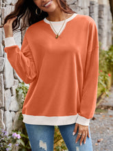 Load image into Gallery viewer, Contrast Round Neck Long Sleeve Sweatshirt
