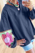 Load image into Gallery viewer, Flower Patch Round Neck Balloon Sleeve Top
