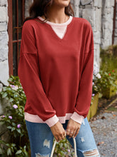 Load image into Gallery viewer, Contrast Round Neck Long Sleeve Sweatshirt
