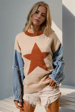 Load image into Gallery viewer, Double Take Full Size Star Pattern Raw Edge Long Sleeve Sweater
