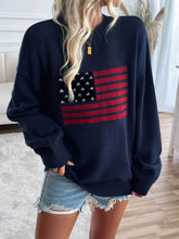 Load image into Gallery viewer, Devine US Flag Round Neck Long Sleeve Knit Top
