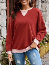 Load image into Gallery viewer, Contrast Round Neck Long Sleeve Sweatshirt
