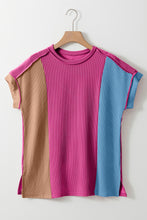 Load image into Gallery viewer, Color Block Round Neck Short Sleeve T-Shirt
