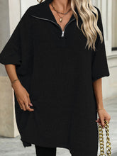 Load image into Gallery viewer, Slit Quarter Zip Half Sleeve Sweater
