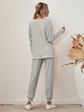 Load image into Gallery viewer, Full Size Round Neck Dropped Shoulder Top and Joggers Lounge Set
