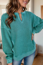 Load image into Gallery viewer, Notched Dropped Shoulder Long Sleeve Sweatshirt
