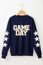 Load image into Gallery viewer, GAME DAY Star Round Neck Long Sleeve Sweatshirt
