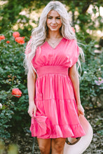 Load image into Gallery viewer, Smocked V-Neck Cap Sleeve Dress
