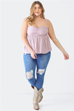 Load image into Gallery viewer, Zenobia Plus Size Frill Smocked Floral Sweetheart Neck Cami
