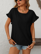 Load image into Gallery viewer, Mandy Eyelet Round Neck Short Sleeve Top
