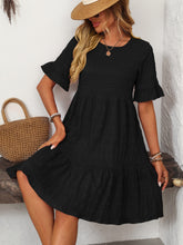 Load image into Gallery viewer, Mandy Ruffled Ruched Round Neck Half Sleeve Dress
