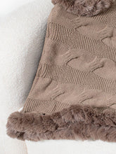 Load image into Gallery viewer, Fuzzy Hem Cable-Knit Poncho
