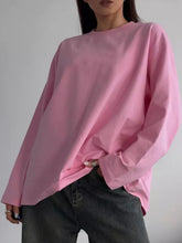 Load image into Gallery viewer, Round Neck Dropped Shoulder Long Sleeve T-Shirt
