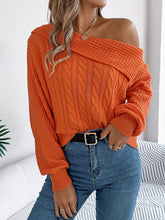 Load image into Gallery viewer, Cable-Knit One Shoulder Long Sleeve Sweater
